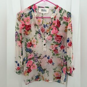 Alice Blue Floral Button-Up Blouse